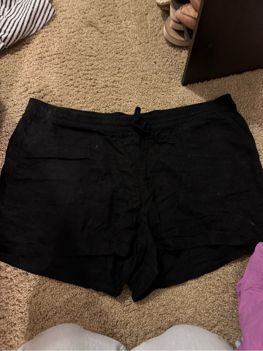 J. Crew Black Drawstring Linen Bermuda Shorts